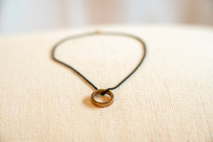 Sterling Silver Small Bronze/Brass Circle Necklace