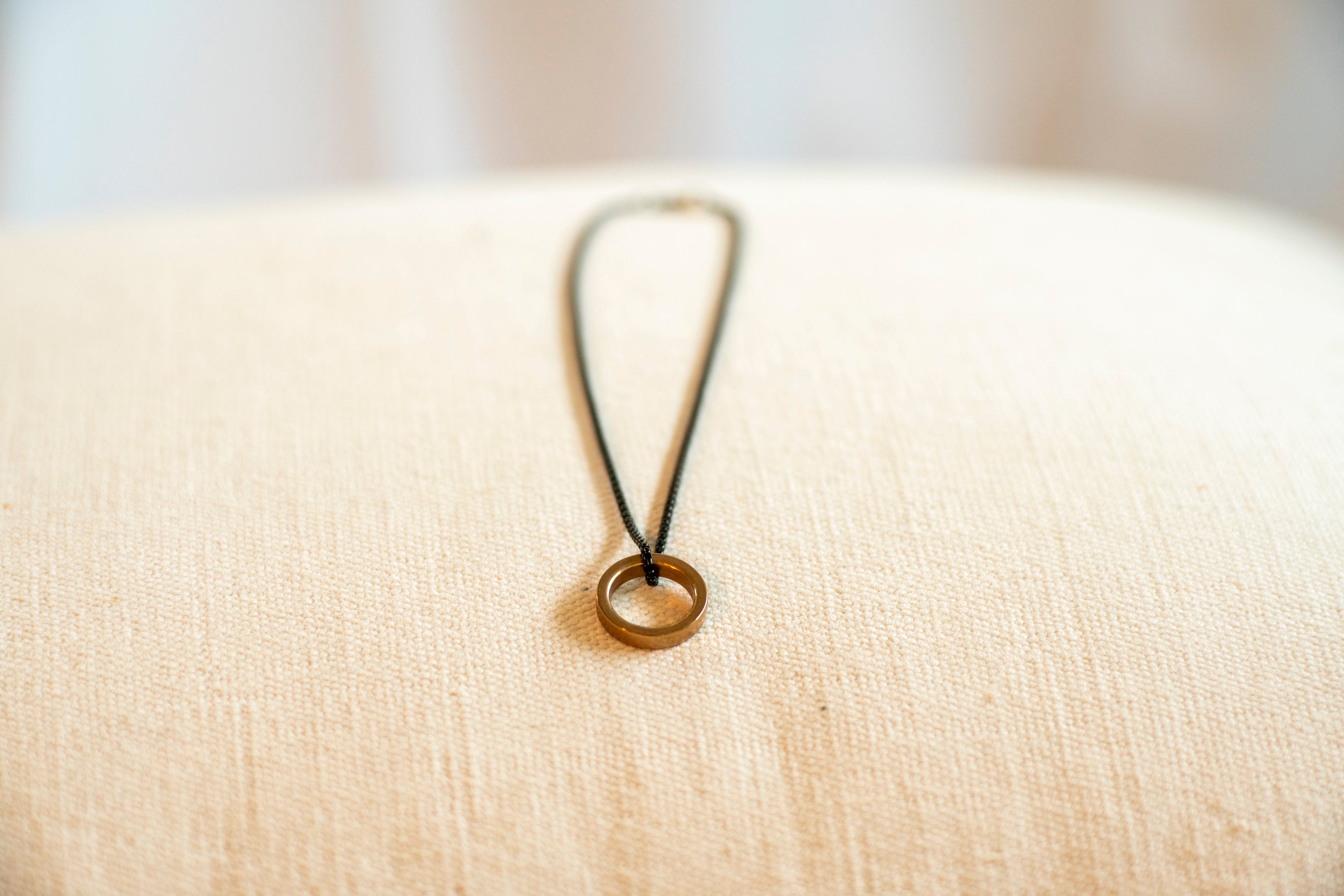 Sterling Silver Small Bronze/Brass Circle Necklace